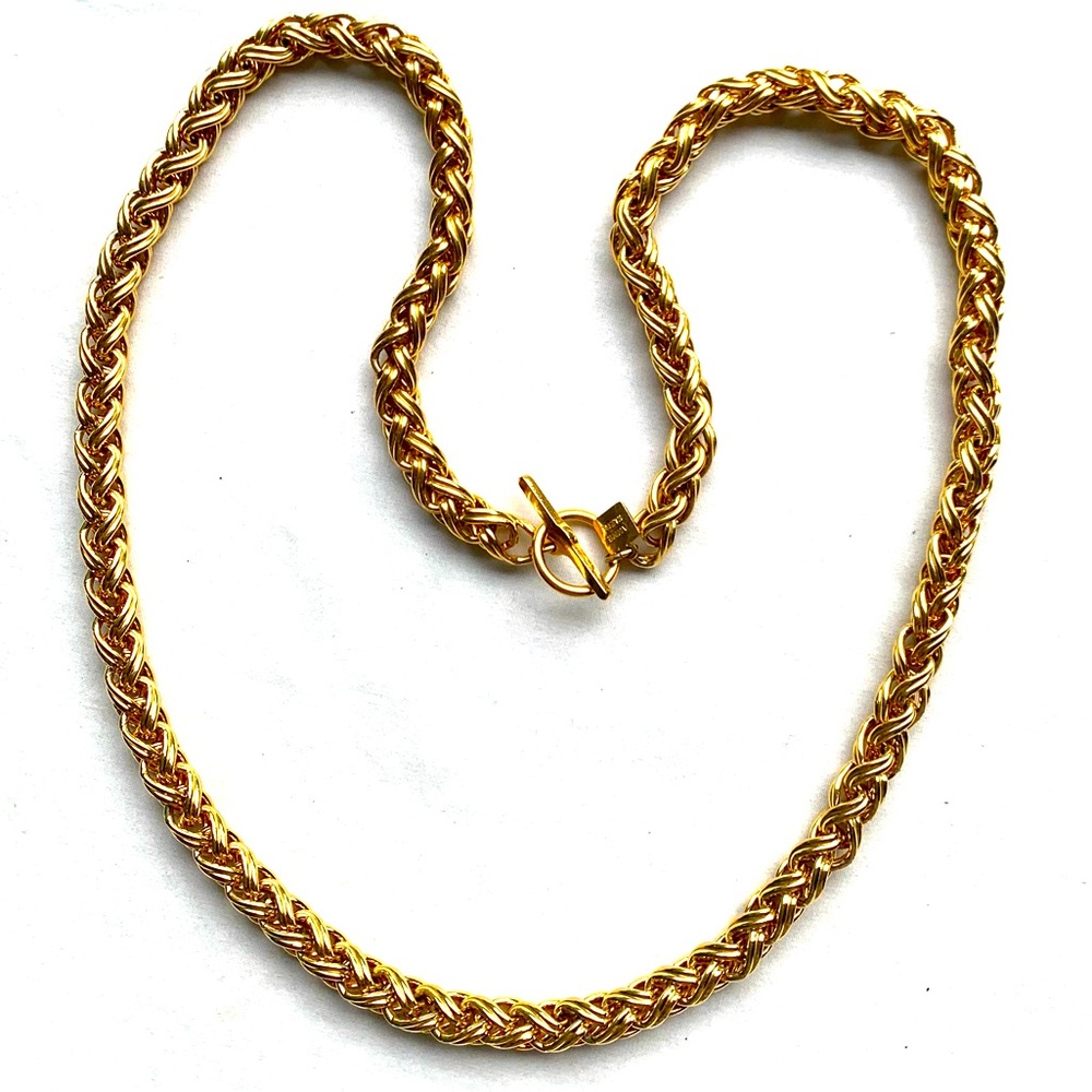 Anne Klein Braided Gold Chain Necklace 30” Toggle Clasp